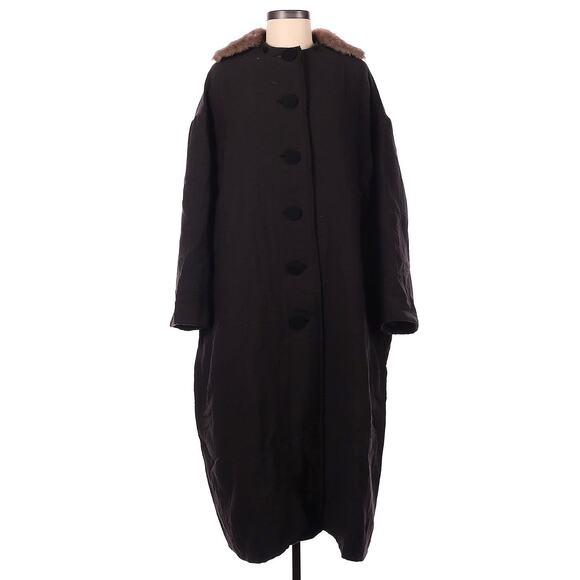 Lanvin 2006 River Collection Castor Beaver Collar Wool Blend Coat 40 - Picture 1 of 15